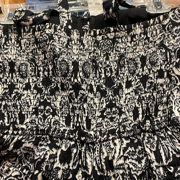 Abercrombie and Fitch women’s wide leg jumpsuit black ivory floral bustier Small - Picture 4 of 13